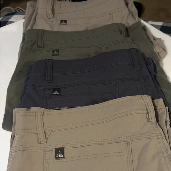 LOT OF FOUR PRANA BREATHE STRETCH NYLON/SPANDEX MENS 38/12 ADJ BELTED WAIST RARE - Picture 2 of 16